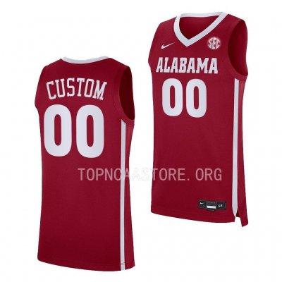 Men's Alabama Crimson Tide #00 Custom Crimson Replica NCAA College Basketball Jersey 2403CZEE6